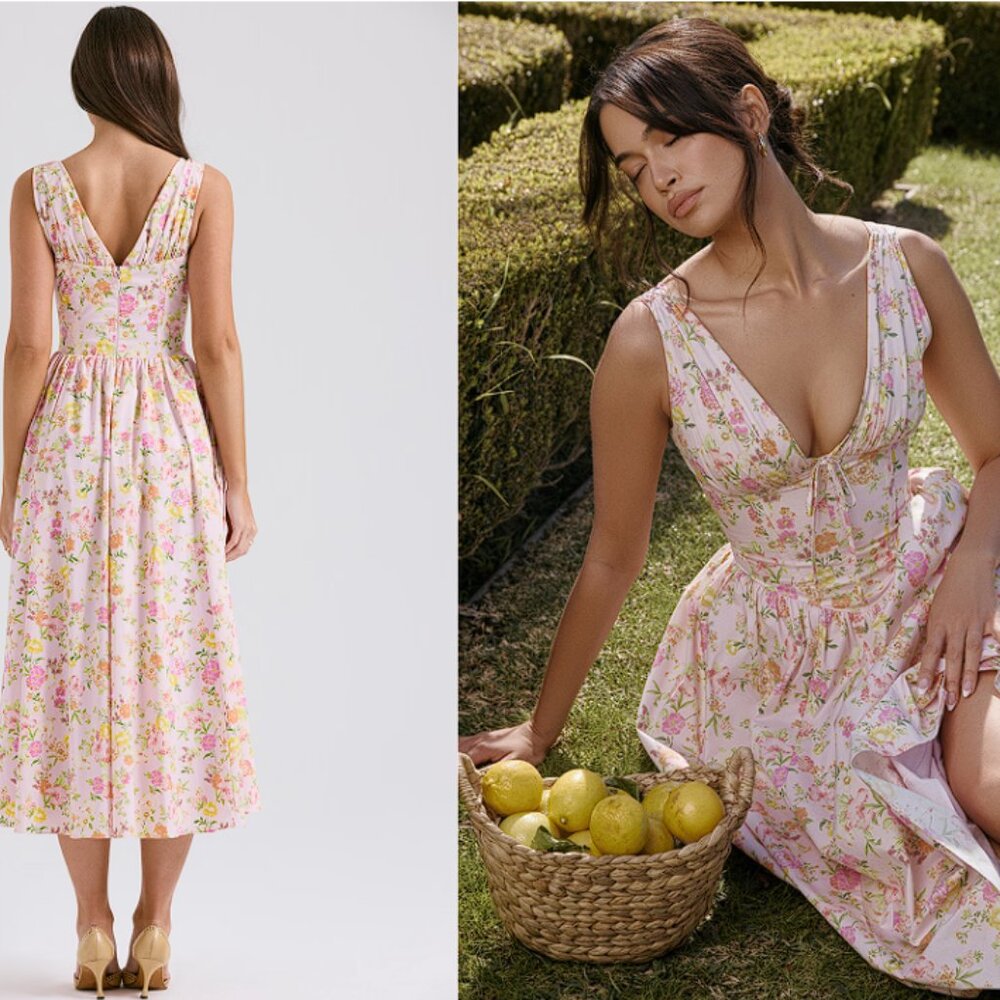 House of CB 'Emmelina' Pink Meadow Pink Cotton Corset Sundress NWOT - Picture 5 of 8